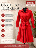 Vestido Carolina Herrera Rojo con Cinturón – Talla 12